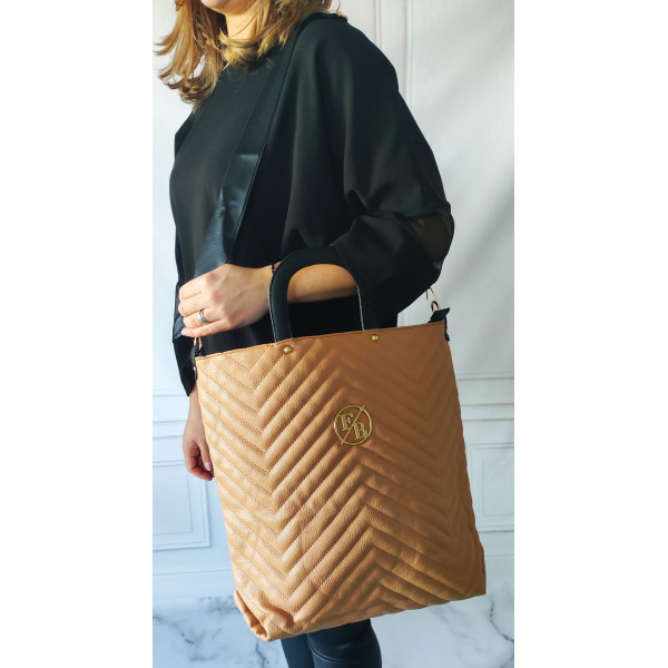 Shopper Bag pikowana torebka damska z dodatkowym paskiem