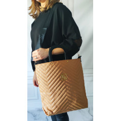 Shopper Bag pikowana torebka damska z dodatkowym paskiem