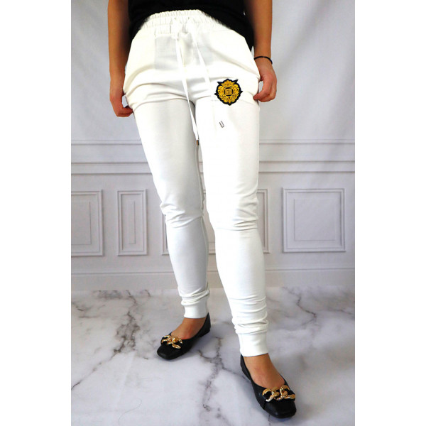 GIL SANTUCCI Białe spodnie dresowe damskie z logo