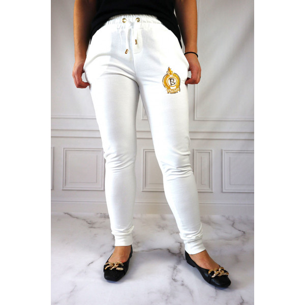 BABYLON Białe spodnie dresowe damskie z logo