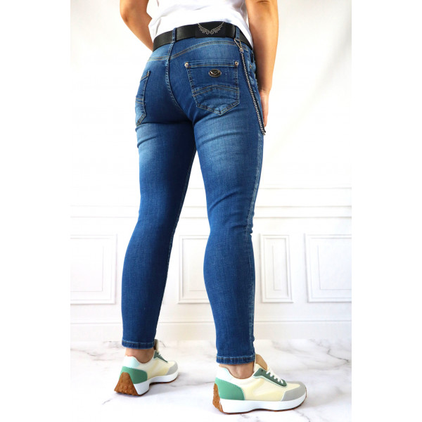 PUCCINO Spodnie jeansowe damskie z paskiem