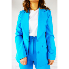 Niebieski garnitur damski high waist