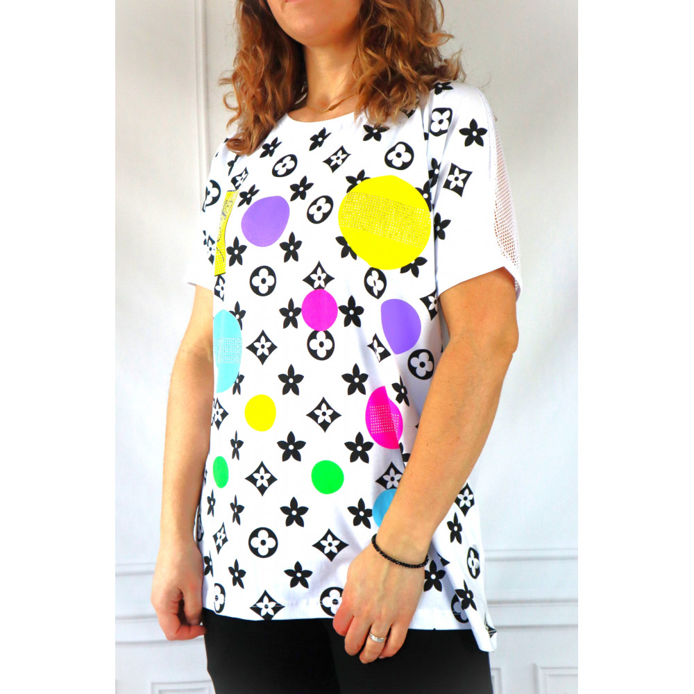 MEGI COLLECTION T-shirt damski z kolorowym printem