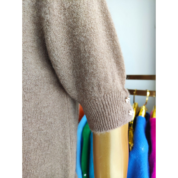 Sweterek damski alpaka z krótkim rękawem