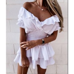 Hiszpanka biała sukienka damska rozkloszowana