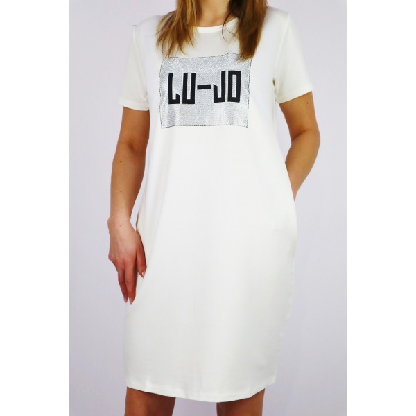 Sukienka damska biała z grafiką LU JO