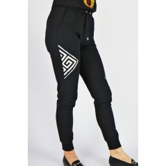 Spodnie dresowe GIL SANTUCCI damskie czarne z białymi grafikami